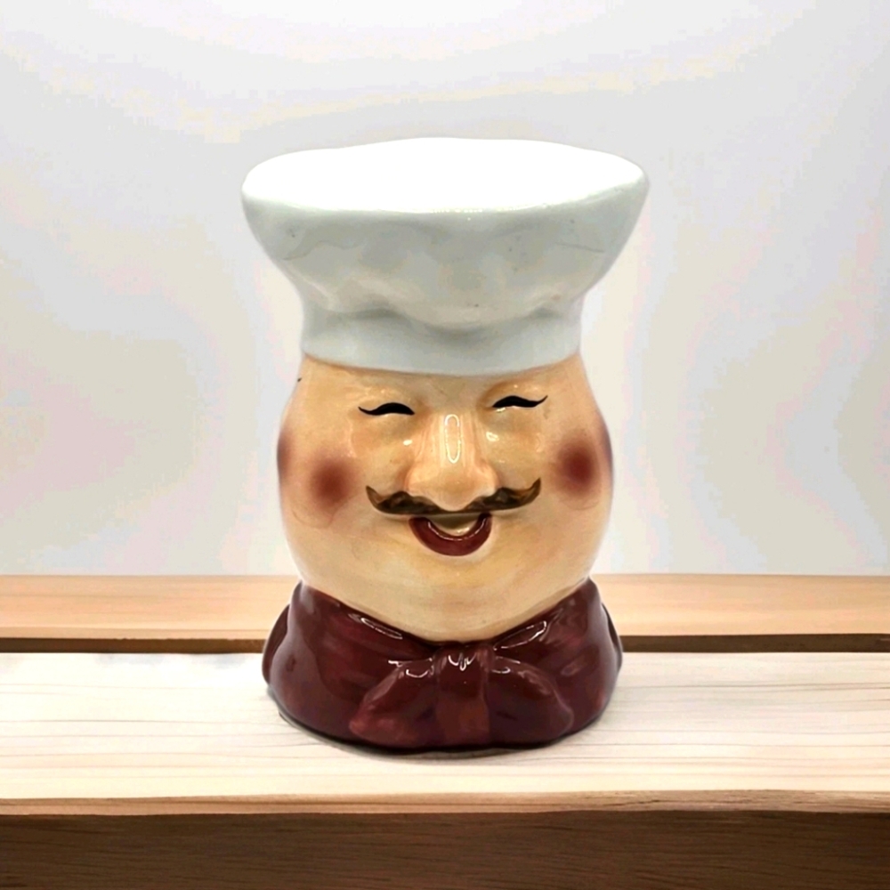 Vintage Hand-Painted Ceramic CHEF Head Serving Dip Dish Platter 3 Sides by WMG